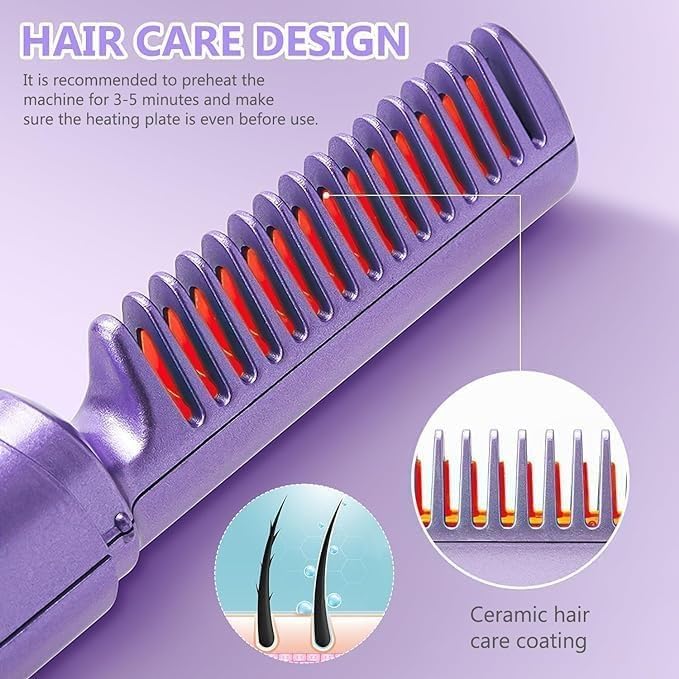 💜✨ SmoothGlam™ Portable Hair Straightening Comb ✨💜