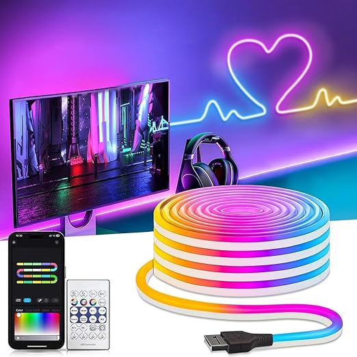 🌈✨ USB RGB Neon LED Strip Light 5m – Smart App & Remote Controlled ✨🌈