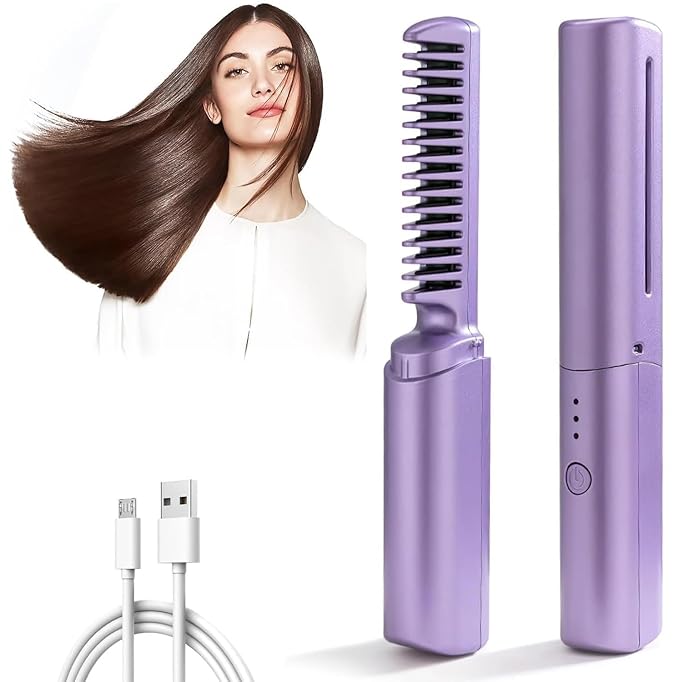 💜✨ SmoothGlam™ Portable Hair Straightening Comb ✨💜