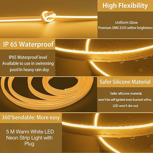 ✨ FlexiGlow™ LED Neon Strip Light – Premium Warm White Glow 💡